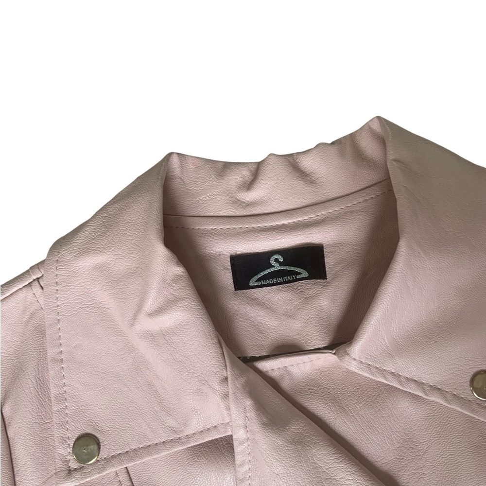 Italian Faux Leather Moto Jacket – Blush, Size Medium - Picture 9 of 16